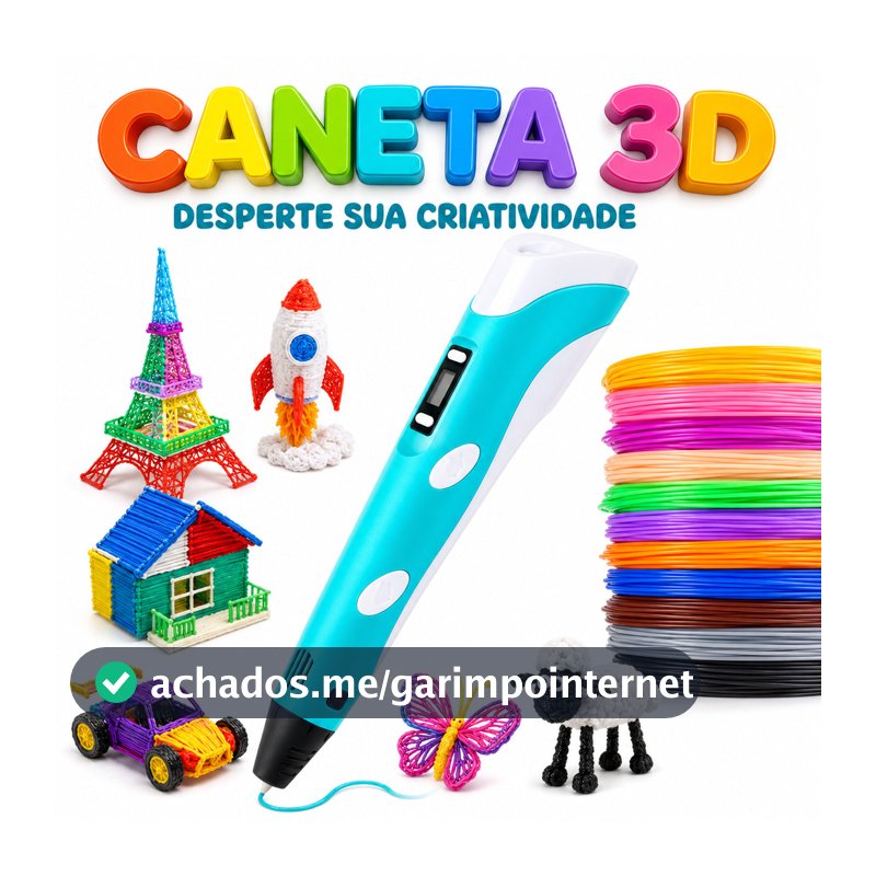 Caneta 3D Infantil Impressora com Tela LCD + Filamentos PLA ABS Desenho DIY Educativa