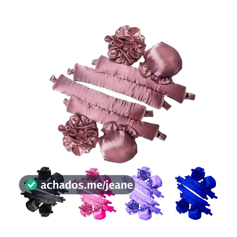 Mini Modelador de Cachos de Cetim (Heatless Curver)(Curling Rod) Cachos sem Calor - 1,2,3 e 4 Unid - Cores Variadas