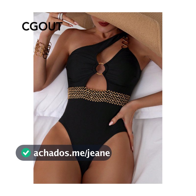 Maiô de uma peça, fivela de anel oco, biquíni de um ombro, moda premium, praia SJYT