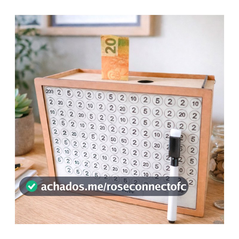 Cofre MDF Desafio 10 Mil 5 Mil 1 Mil Personalizado Com Caneta Caixa De Dinheiro Decorativa Organizadora Metas Financeira