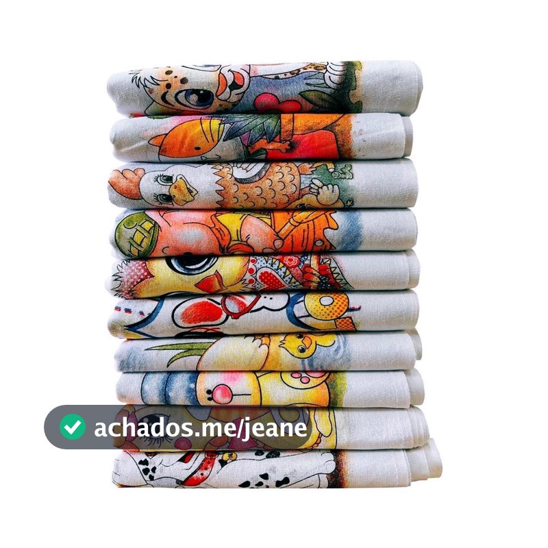 Pano De Prato Estampado Bainha Kit Com 10 Peças