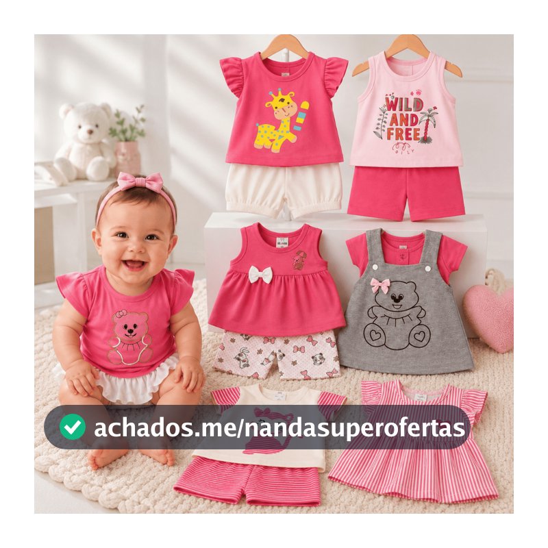 Kit 6 Peças Menina Bebê Infantil Peças de Roupas Inverno Infantil Fashion Short Blusa Algodão