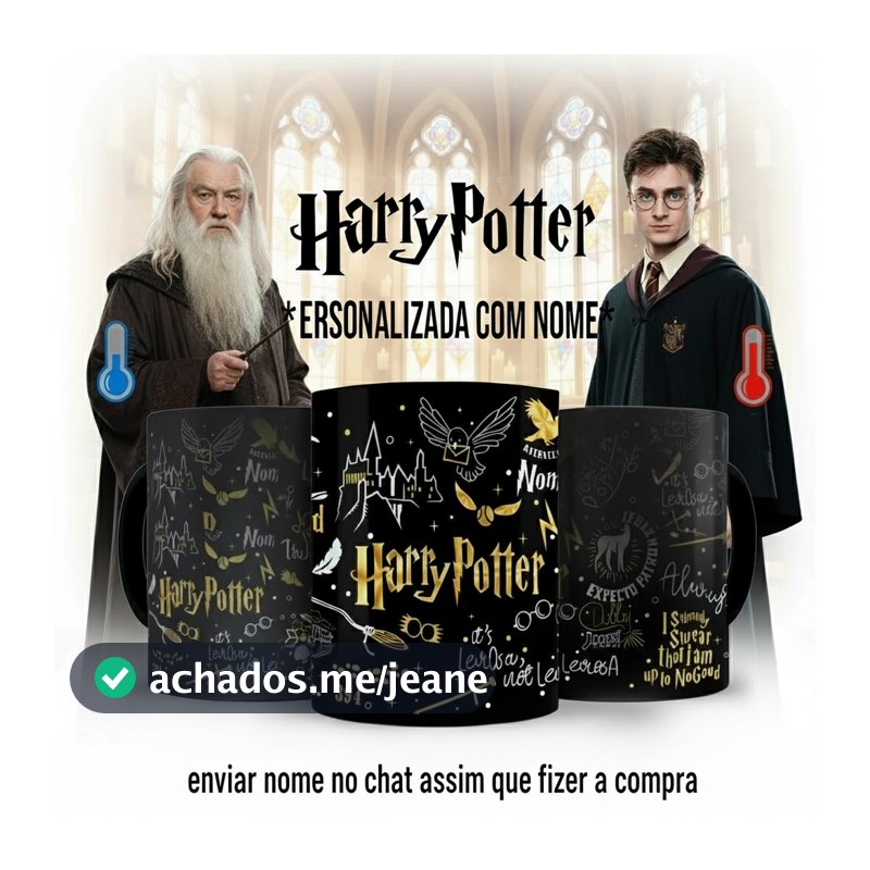 Caneca Mágica Harry Potter Clássica com Nome Personalizado