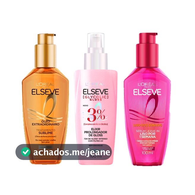 Kit Finalizadores Elseve L'Oréal Paris: Óleo Extraordinário + Glycolic Gloss + Liso dos Sonhos (3x 100ml)