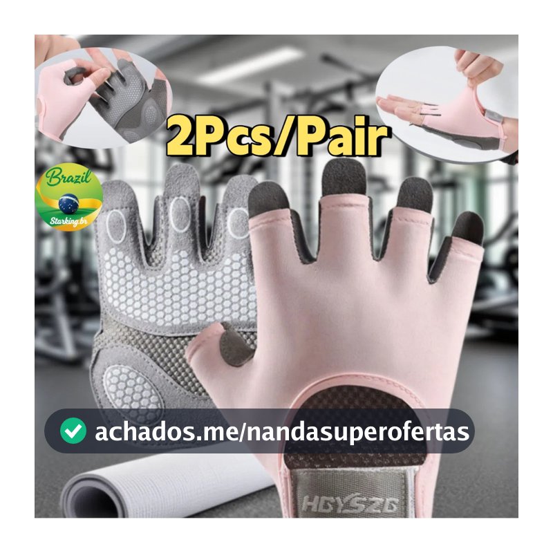 Luvas de Academia Meio-Dedo Unissex – Munhequeira Ajustável, para Musculação & Exercícios Fit