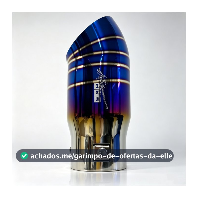 Ponteira Escapamento HKS Tuning Esportivo Azul Queimado Carro Universal Aço Inox Parafuso Veicular Automotivo 3" 2.5"