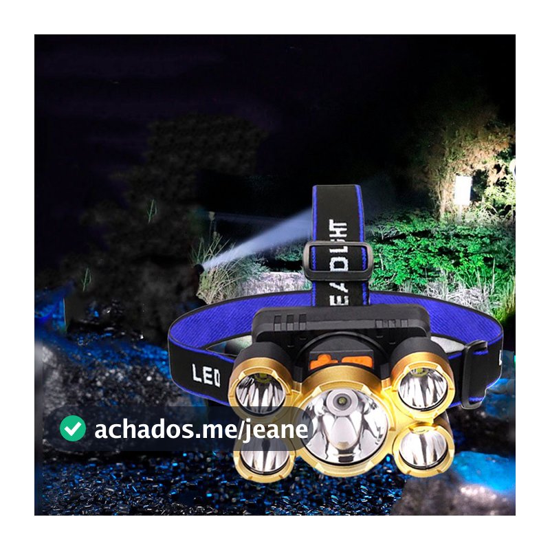 Lanterna De Cabeça Farol 5 Leds T6 Recarregável USB Impermeável p/ Bike Ciclismo Bicicleta Pesca Reparos