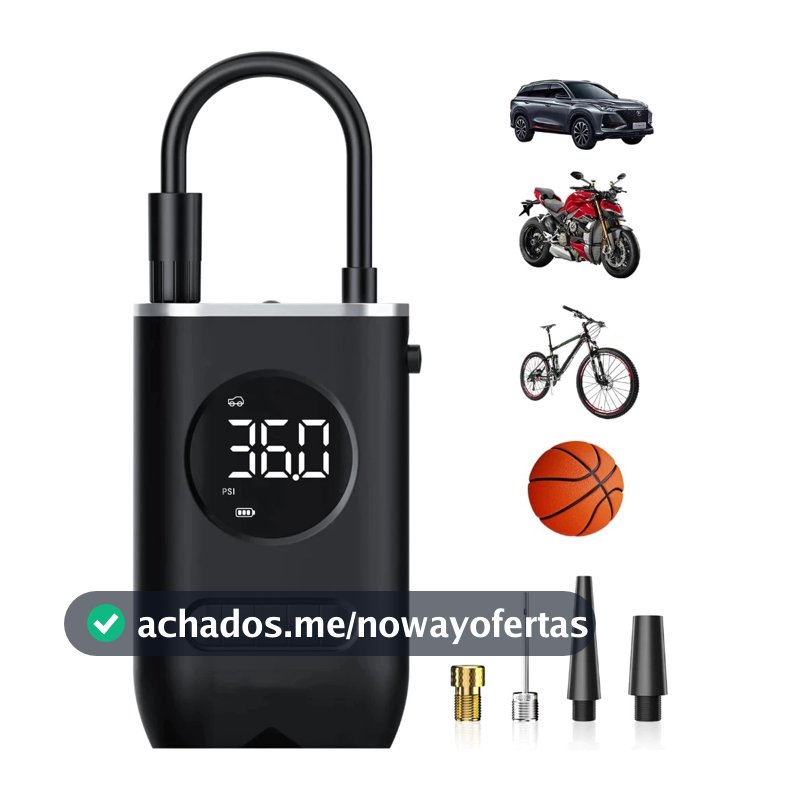Mini Compressor de Ar Portatil Recarregavél Digital USB Calibrador Pneu Envio Imediato