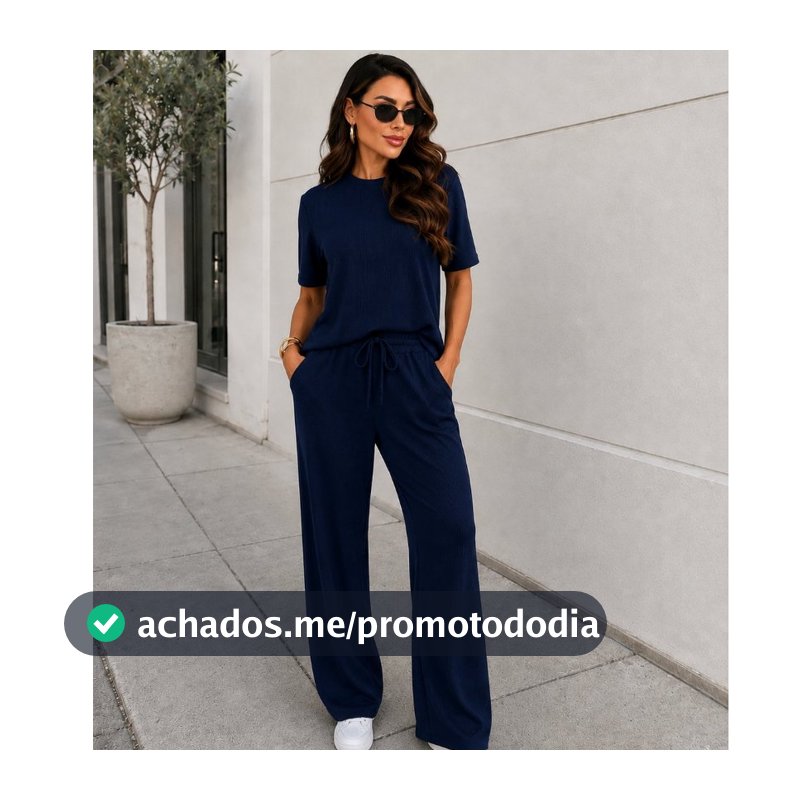 Conjunto Feminino Anarruga Calça Pantalona e Blusa Caimento Leve Confortável Moda blogueira Tecido Premium
