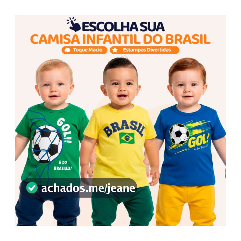 Camiseta Bebê Brasil Copa do Mundo 2026 Roupa Infantil Seleção Brasileira Confortável Algodão Amarelo, Azul, Verde. L12
