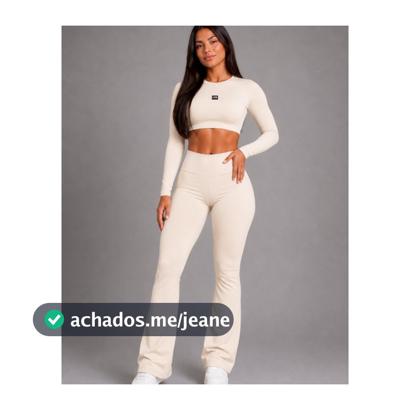 Conjunto Cropped E Legging Flare Pantalona Inverno Fitness zero transparência urbativa leg boca de sino, conjunto fitnes
