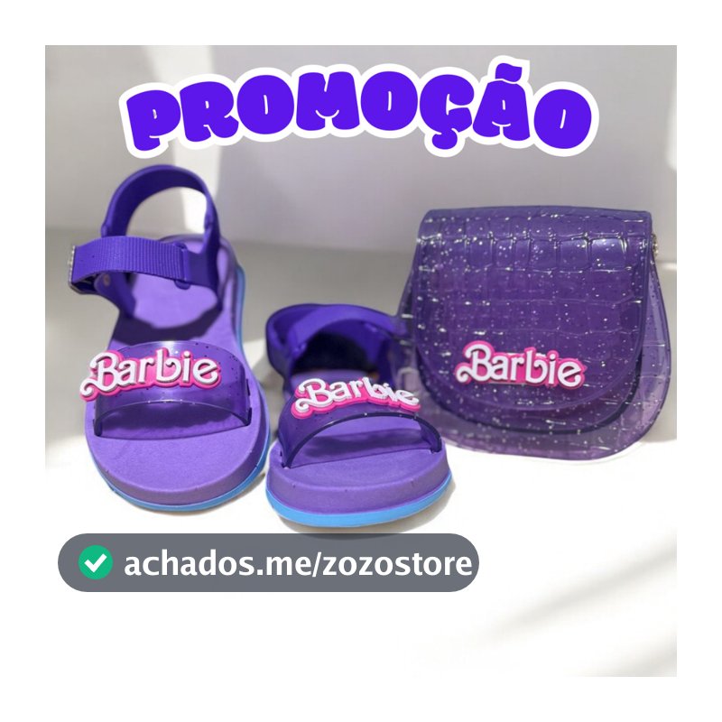Sandália Barbie com Bolsa Infantil - Linda e Super Leve
