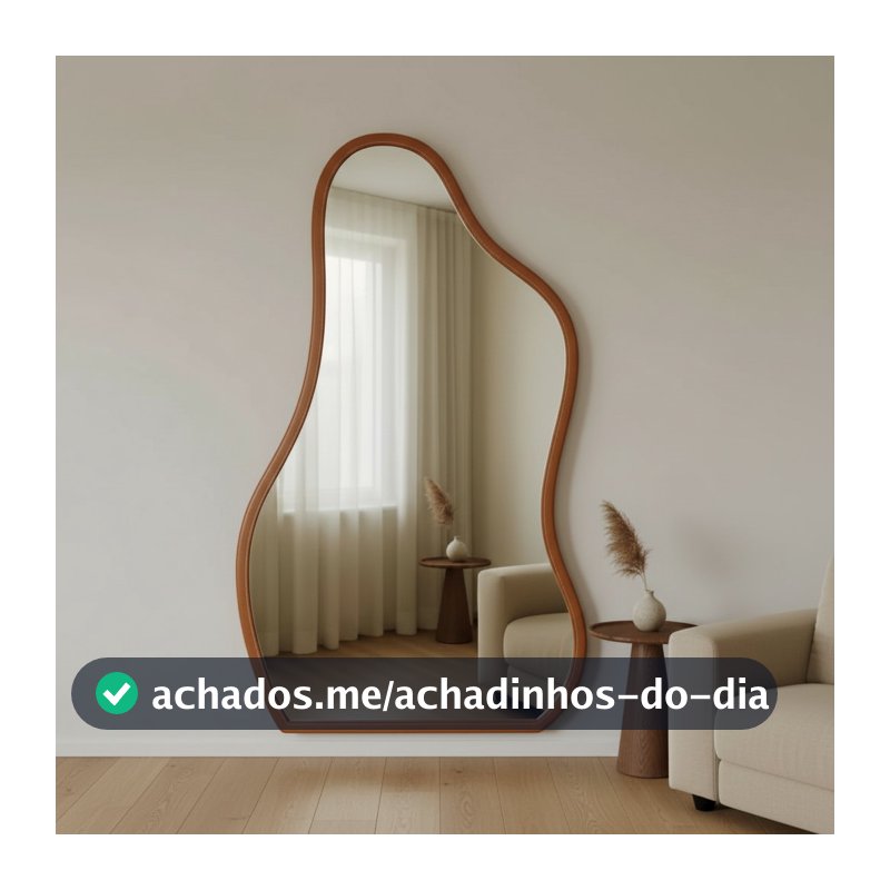 Espelho Orgânico 80x50 Flame Com Couro de Luxo Para Decoração Quarto Salas Salão de Beleza