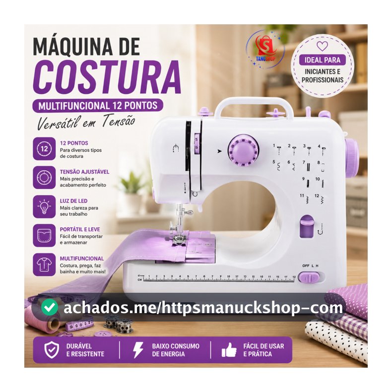 Mini Máquina De Costura Multifuncional Doméstica Composta de 12 Pontos - Bivolt