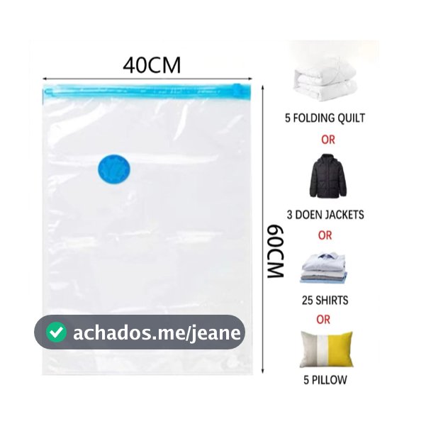 Kit Saco a Vácuo Organizador para Roupas, Edredom, Cama, Viagem Mala e Guarda Roupa Casa