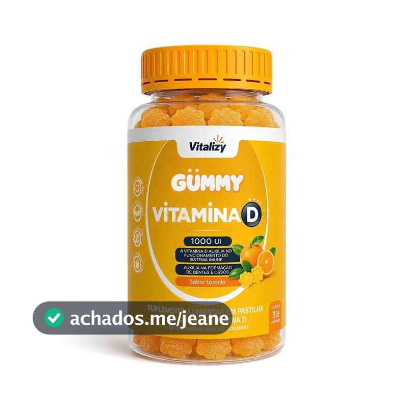 Vitamina D em Goma Gummy 30 Gomas Sabor Laranja Alto Teor Original Vitalizy