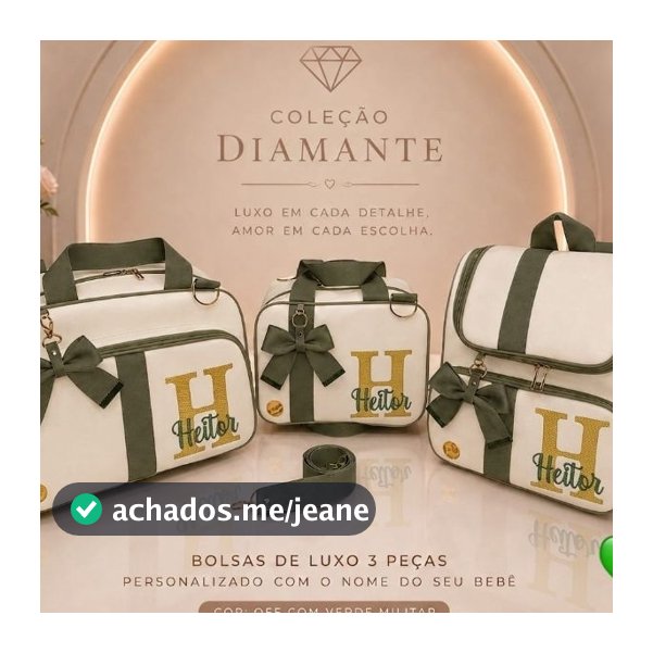 Kit Bolsa Maternidade Luxo 3 Peças personalizadas Coleção Diamante 💎