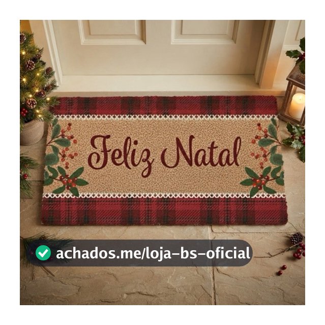 Tapete de Natal Fibra de Coco Antiderrapante Capacho Decorativo Entrada Xadrez Premium Casa Apartamento