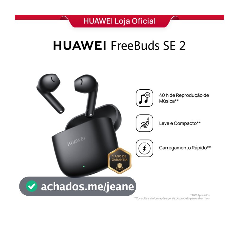 HUAWEI FreeBuds SE 2 | Fone de Ouvido Sem Fio | Até 40 Horas de Bateria | Compacto e Confortável