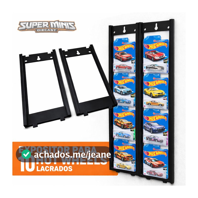 Expositor compatível Hot Wheels Blister 10 Carrinhos Linha Básica | Suporte de Parede Expansível Modular