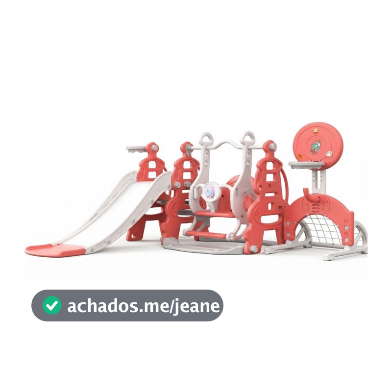 Playground Infantil Brinquedo Multifunções 6x1 Escorregador com Balanço Cesta de Basquete e Gol