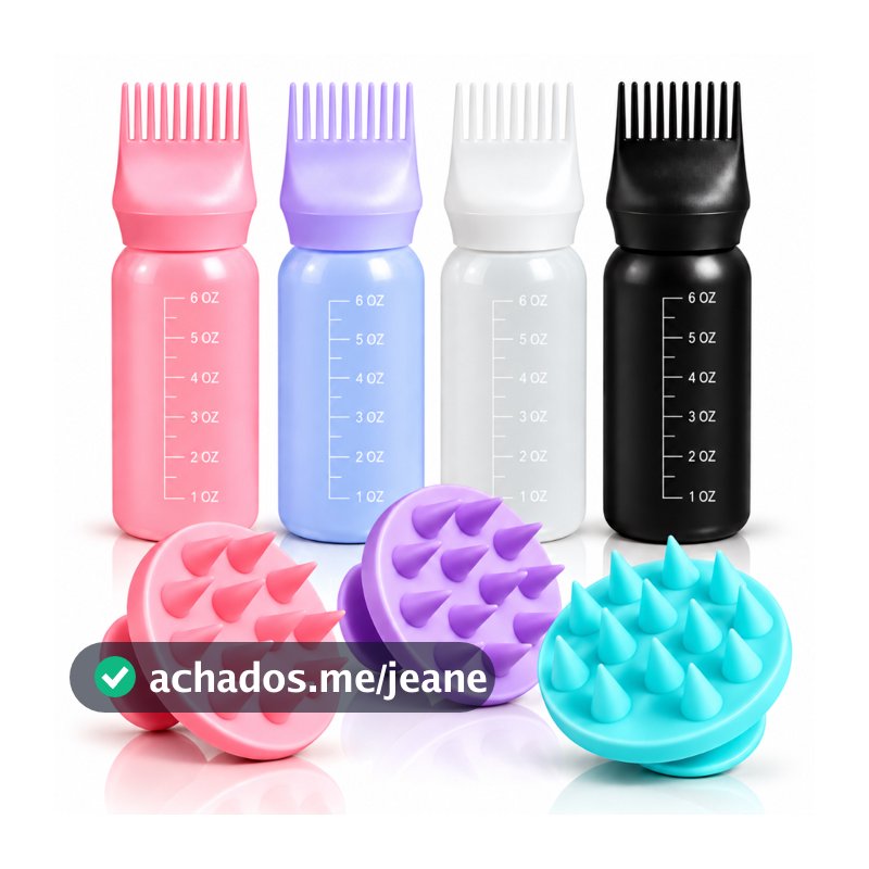 Kit Pente Frasco Aplicador De Tinta De Cabelo Com Pente De Dentes Massageador Capilar COR Aleatória