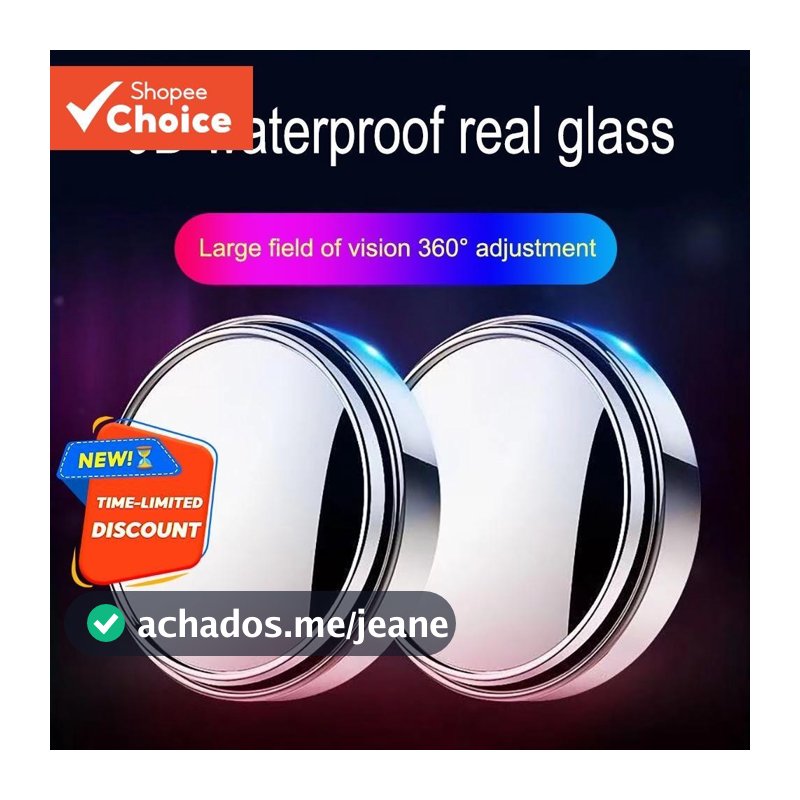 1 Par De Ventosa Para Carro , Espelho Retrovisor Auxiliar , Rotação De 360 Graus , Grande Angular , Moldura Redonda De P