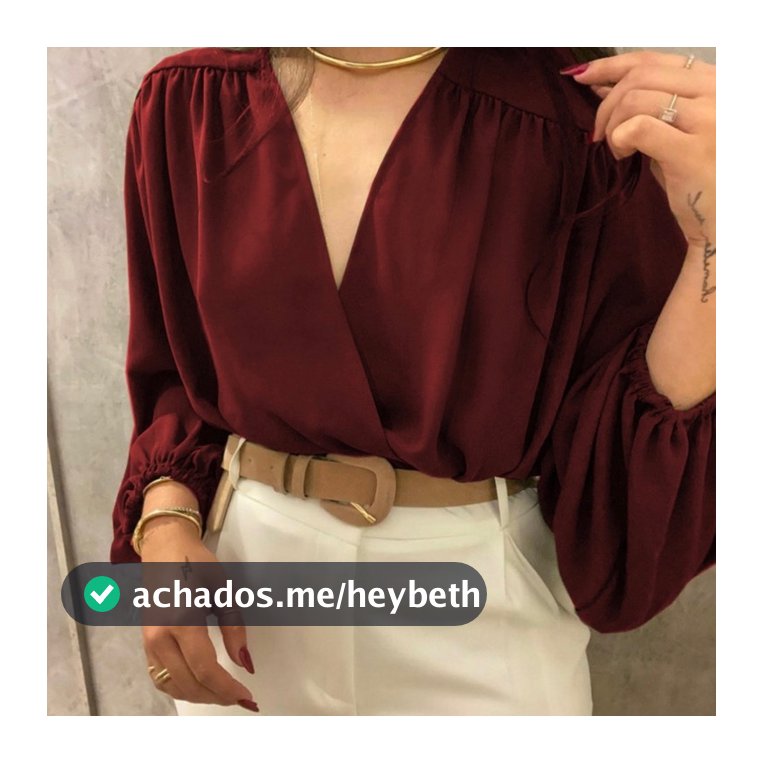 Blusa Feminina Manga Longa Decotada Transpassada Corte V Elegante no Punho e Cintura.