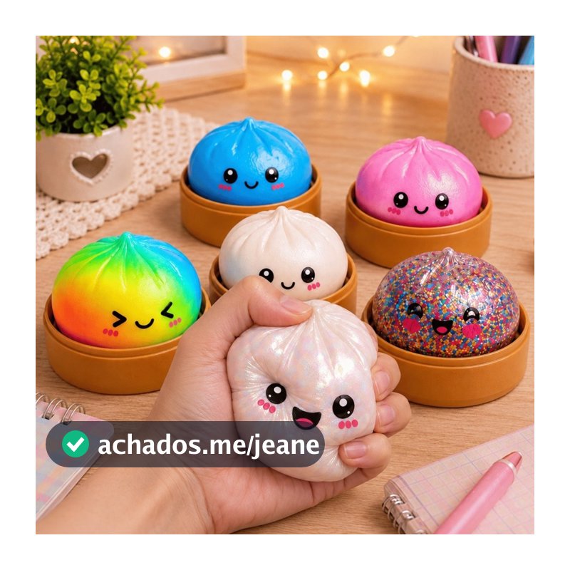 Kit Squishy Grande Pãozinho Chinês Brinquedo Surpresa Colecionável Anti estresse Fofo Macio e Divertido Viral TikTok