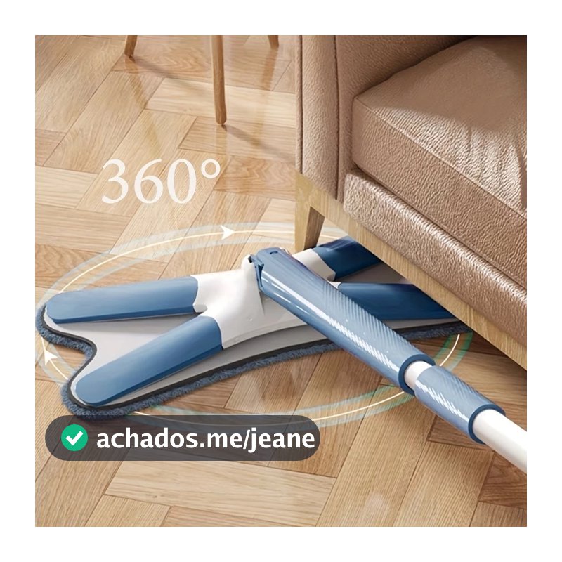 Mop Giratório 360° com Sistema de Torção Pano de Microfibra Lavável Cabo 1,07m para Limpeza de Pisos