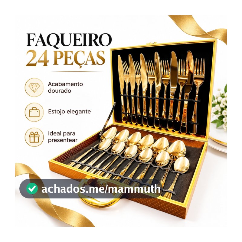 Jogo Talheres 24 Peças Aço Inox Premium Luxo cozinha Com Maleta