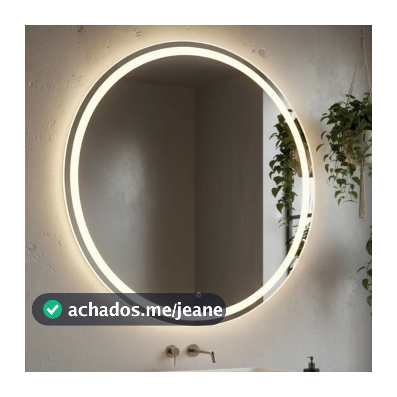 Espelho Redondo Jateado com Iluminação LED 3 Cores e Acabamento Premium Bivolt com Touch