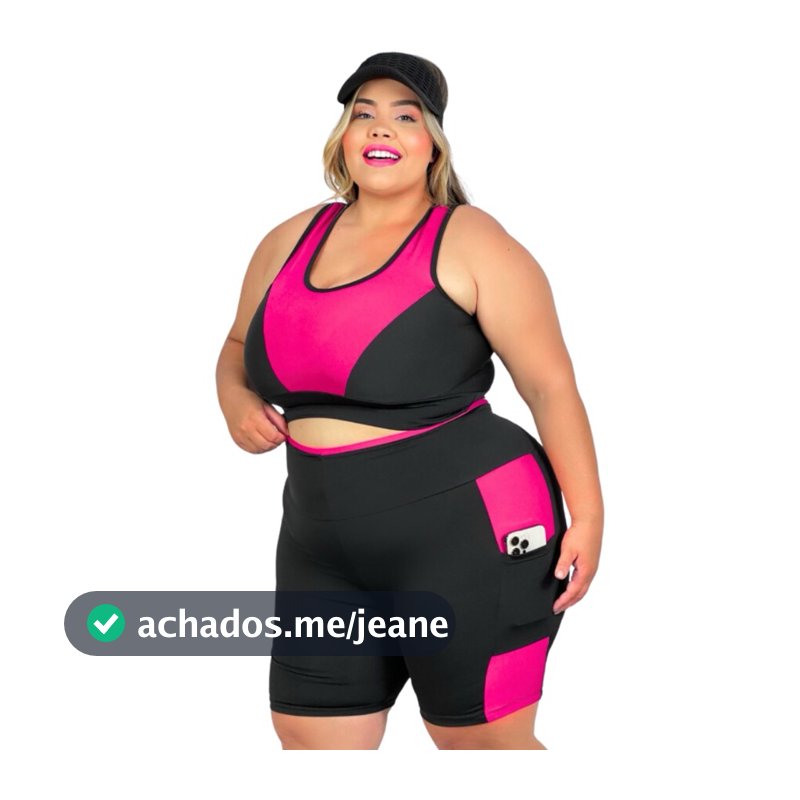 Conjunto Top + Short com bolso 40 ao 54 LANÇAMENTO Roupa feminina Fitness Curves Slim e Plus Size