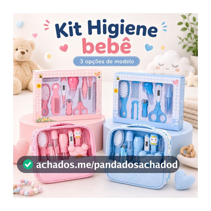 Kit Higiene Bebê Cuidados do Baby Até 13 Peças Pente Escova Tesoura Cortador De Unha