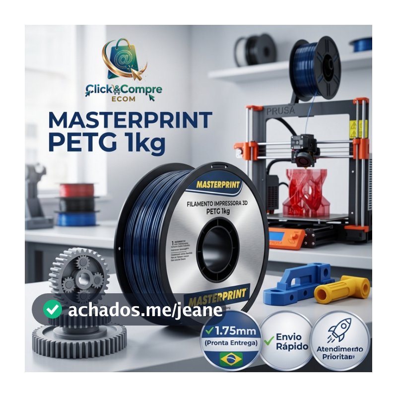 Filamento PETG PLA 1Kg 1.75mm MasterPrint Premium Alta Resistência p/ Impressora 3D – Várias Cores