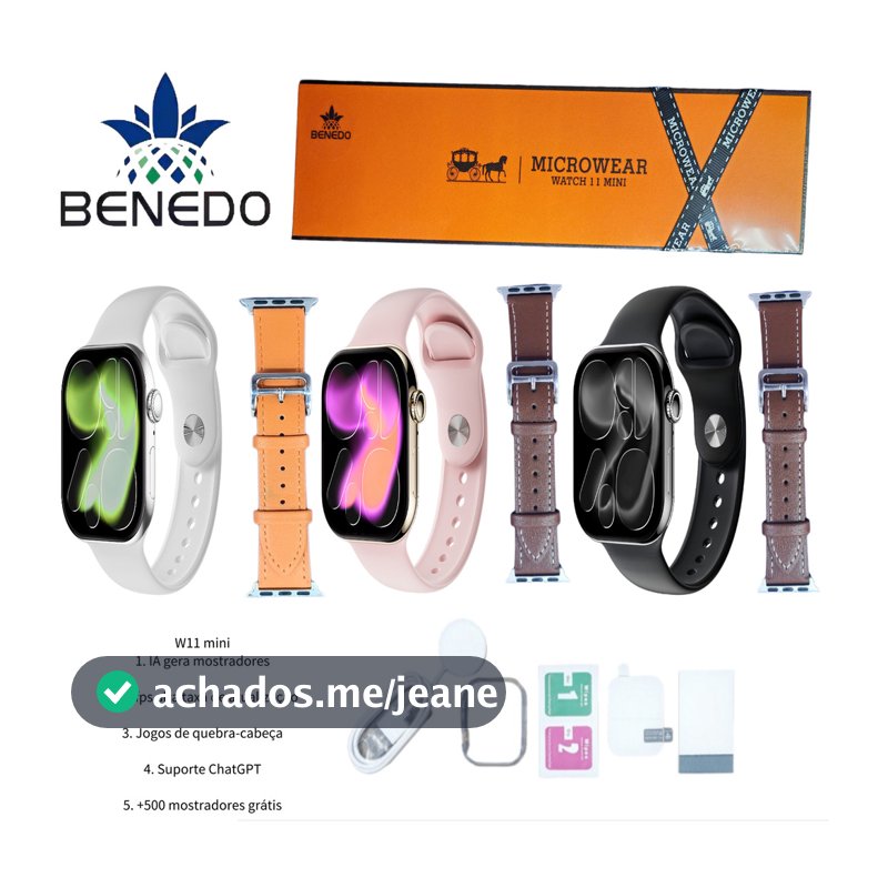 Smartwatch Microwear W11 Mini 41mm 2 Pulseiras Série 11 IP68 GPS Chat Gpt Original inteligentes