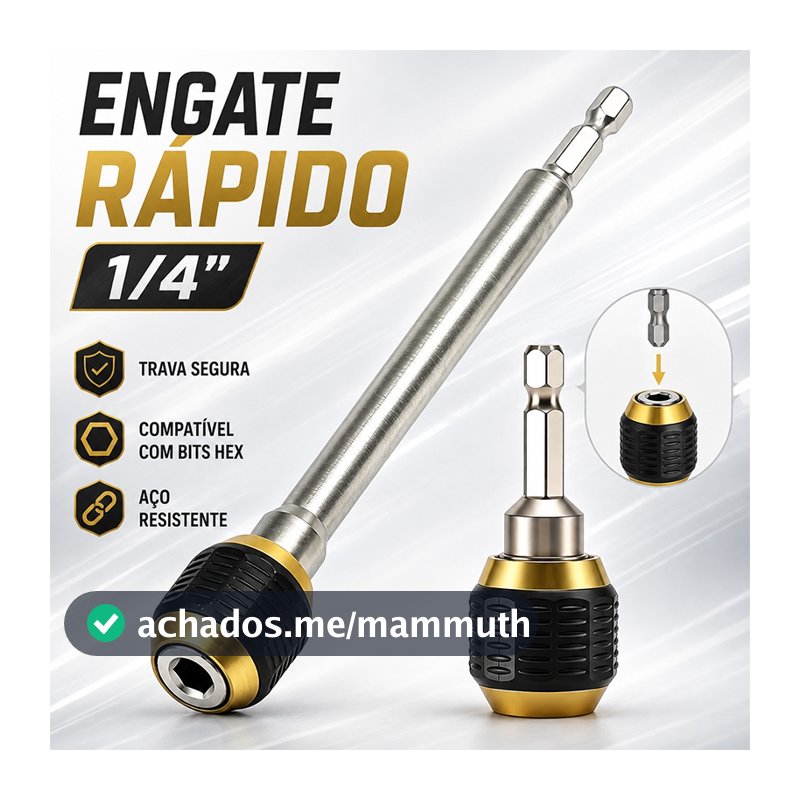 Adaptador Mandril Engate Rápido 1/4" 6,35mm 60mm/150mm para Furadeira Parafusadeira Bits Brocas