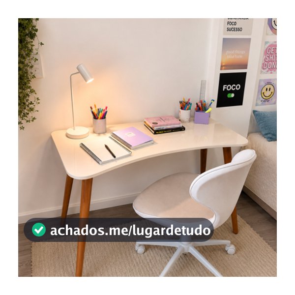 Escrivaninha Mesa Estudo Aparador Office Mdf Pés Madeira