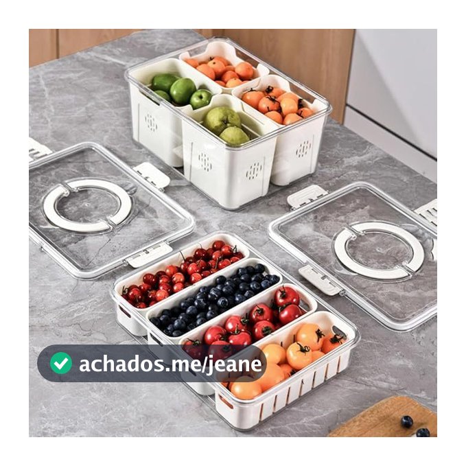 Organizador De Geladeira Caixa Multiuso Para Temperos e Especiarias Divisórias Removíveis com Tampa transparente