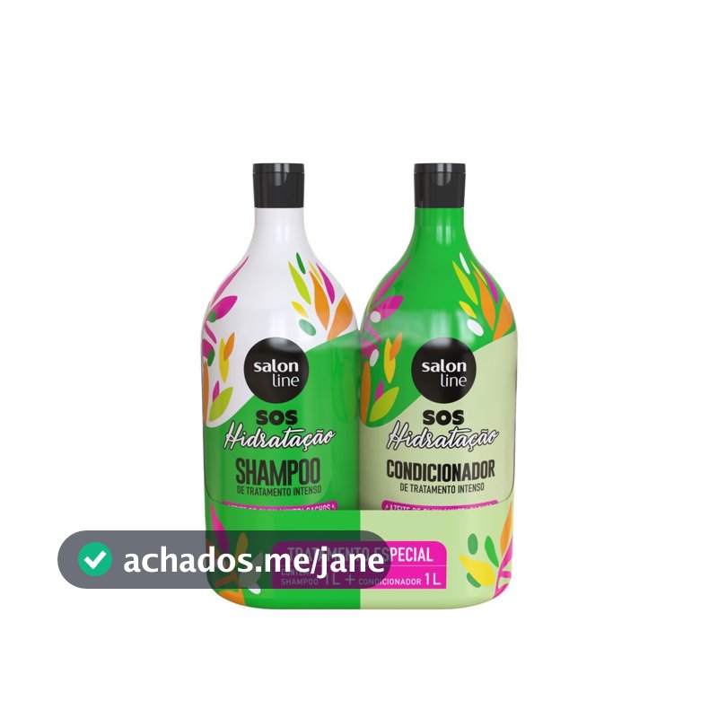 Kit S.O.S Hidratação Azeite de Oliva Shampoo e Condicionador Litrão Salon Line