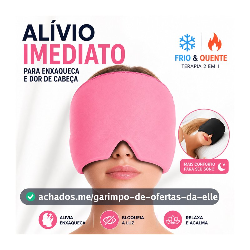 Touca Para Enxaqueca Gel Frio Quente Máscara Anti Luz Alívio Imediato Dor de Cabeça e Insônia