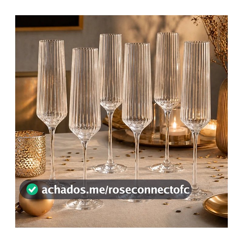 Conjunto de 6 Taças Netuno para Champagne em Vidro 190ml