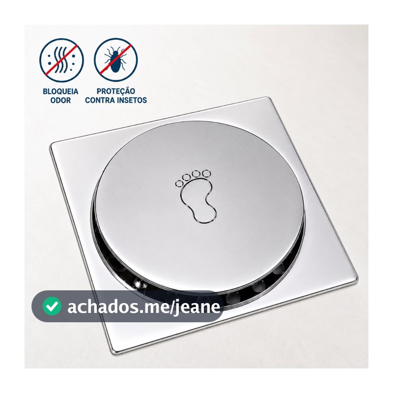 Ralo Click Inteligente Inox 10x10 Banheiro Anti Odor Veda Cheiro Lavabo Cromado Quadrado
