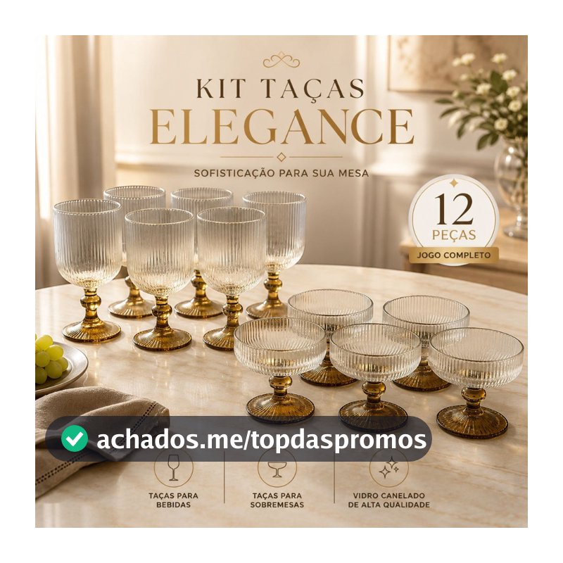 Kit C/ 12 Taças de Vidro Drink Sobremesa L'Hermitage