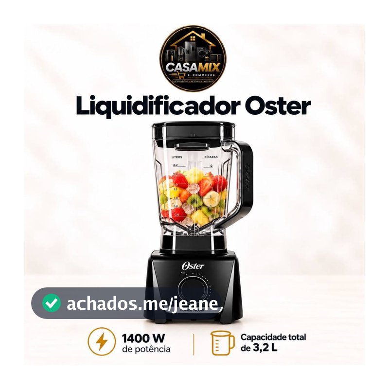 Liquidificador Oster 1400 Full OLIQ610 Preto - 15 Velocidades + Pulsar 1400W 110/220v