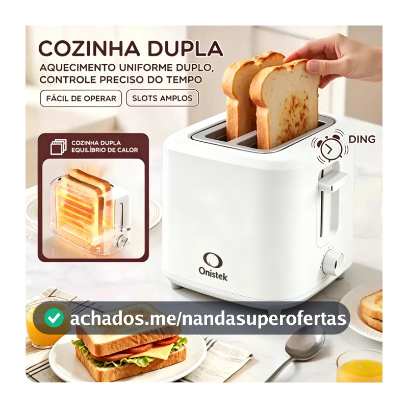 Torradeira Eletrica Pao de Forma 2 Fatias Inox 7 Niveis 650W 127/220V Automatica Branco