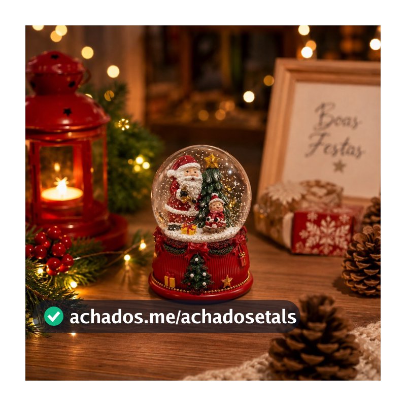 Enfeite de Natal Globo de Neve 8cm Decoração Natalina