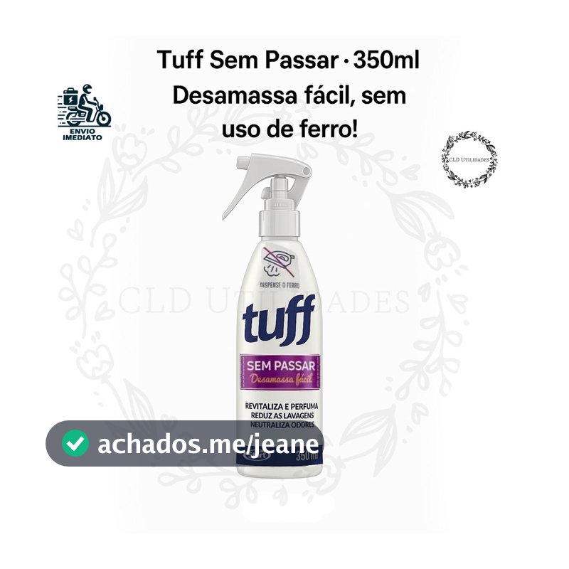 Tuff Sem Passar Desamassa Fácil Roupas Revitaliza e Perfuma 350ML Spray Neutralizador De Odores