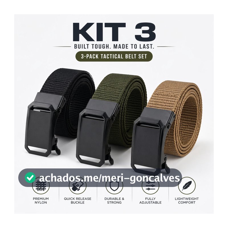 Kit 3 Cinto Tático de Nylon 4cm com Fivela de Engate Rápido Ajustável