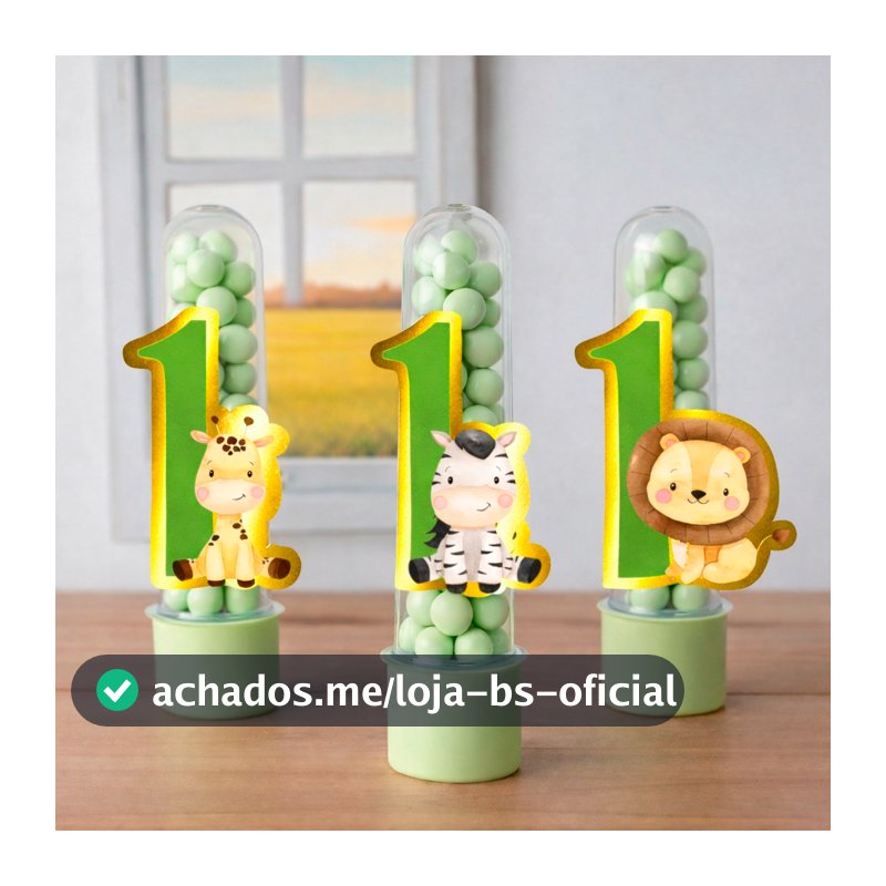 Envio Rápido – Aplique Luxo Números Safari Verde para Tubete, Tubolata e Caixinhas (10/20/40/50 un.)